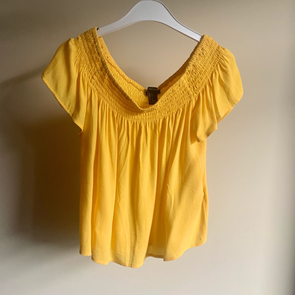 Forever 21 Yellow Off the Shoulder Top